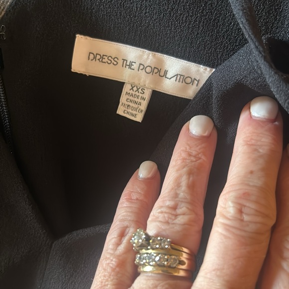 Dress The Population SZ XXS Black Spaghetti Strap Dress Fit & Flare - Picture 4 of 7